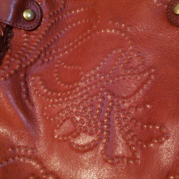 KOOBA BROWN FLORAL EMBOSSED LEATHER SHOULDER BAG - Picture 7 of 7